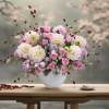 Imagine a charming array of blush pinks, creamy whites, and pale lavenders