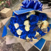 30 blue roses and 6 white roses Buchon 