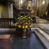 The everlasting beauty of a traditional flower basket is evoked with this