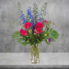 This blue, green, and pink arrangement makes a big impact. Blue Lagoon