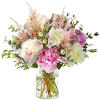 Bursting with bright pink and white peonies, this delightful mix is sure