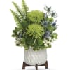 Gorgeous green blooms and a mod, mid-century ceramic planter add up to
