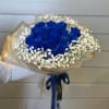 An exquisite bouquet of 12 navy roses, their velvety petals imbued with