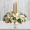 Celebrate the season with this majestic centerpiece of sparkling silver and glamorous