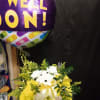 White Carnations and Yellow Flowers (Designers Choice Flowers) with a Get Well