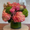 Beautiful Arrangement of cheerful and Brightful colors. Hydrangeas Pink and Green, Stock