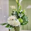 Full Moon Roses and Callas Flower Bouquet: Full moon vase trendy style