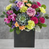 Inspired by stained glass, this marvelous beauty arrangement lends an organic feel