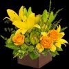 Let the sunshine in! This artistic arrangement of radiant lilies and fresh
