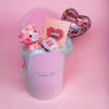 Teddy bear plush comes inside our Pink Suede Round Gift Box with