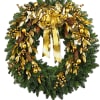 The holidays get glamorous! Golden leaves and a luxurious gold organza ribbon