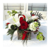 This mix of x-mas greens and white and red blooms are perfect