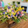 Double Saddle Casket Spray
Sized for adult caskets