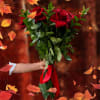 Hand tie loose bouquet arranged with 21 beautiful red holland Rose, tall