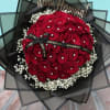 50 stems red roses and babies breath hand tied bouquet.
Accent and jewels