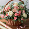 Exquisite floral arrangement, where white roses intertwine with pink blooms in a