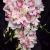 CASCADE- PINK &amp; WHITE CYMBIDIUM &amp; DENDROBIUM ORCHIDS, ROSES