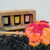 A beautiful display in a wooden crate filled with hot pink and