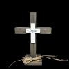 17&rdquo;12 wooden cross with raffia ribbon.