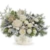white stoneware w/ roses carnations and christmas greens