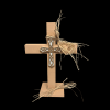 17&#039;12 wooden cross with raffia.