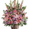 5 each roses, 50cm, lavender
4 stems roses, spray, pink
2 stems lilies, asiatic