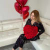 Gorgeous red roses in a heart shape box 
35-40 roses
