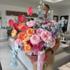 Huge flower box with gorgeous flowers.
David Austin roses, hydrangeas, orchids, delphiniums, anthuriums
