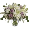 Luxe in love! Pale lavender roses, creamy white lilies and delicate greens