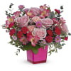Make the moment magical with this joyful pink rose bouquet in a