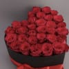This is a beautiful composition of 25 red roses arranged in a