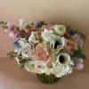 Elegant arrangement of gorgeous dusty golden, sandy, coral colors. Arranged in a