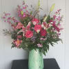 Hot pink roses mixed with Star Gazer lilies, beautiful stock, Mini Carnations