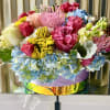 Vibrant and lively essence of a flower arrangement dominated by hot pink