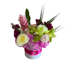 Vibrant and lively essence of a flower arrangement dominated by hot pink