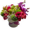 Vibrant and lively essence of a flower arrangement dominated by hot pink