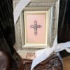 Picture frame and matted cross design