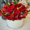 Exquisite composition in a box combines the tenderness of roses, elegance of