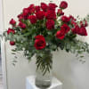 50 Red Roses in an Impressive Tall Cylinder Vase