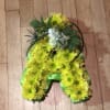11 1/2&quot; tall letter covered in chrysanthemums with a floral focal point