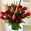 Red Roses and Tropical flowers with Birds of Paradise and Red Gingers