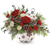 Brighten your Christmas with a bouquet of vibrant red roses and winter