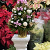 This lovely coquette hand crafted boxwood tree with the colors pink and
