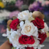 Wedding bouquet, white and red roses