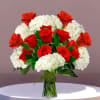 Send the most extravagant red rose and white hydrangea arrangement. This luxury