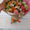 Beautiful blush &amp; orange/.pink mix of peach peonies, orange lilies, pink and