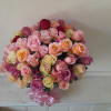Beautiful all shades of pink 100 roses in a hand tied bouquet
