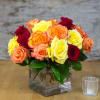 Medium  mixed stem roses attractivatly  design in a cube



