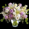 Luxe in love! Pale lavender roses, creamy white lilies and delicate greens