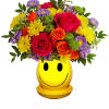Happiness, delivered! Colorful roses in a cheerful ceramic planter are the quickest
